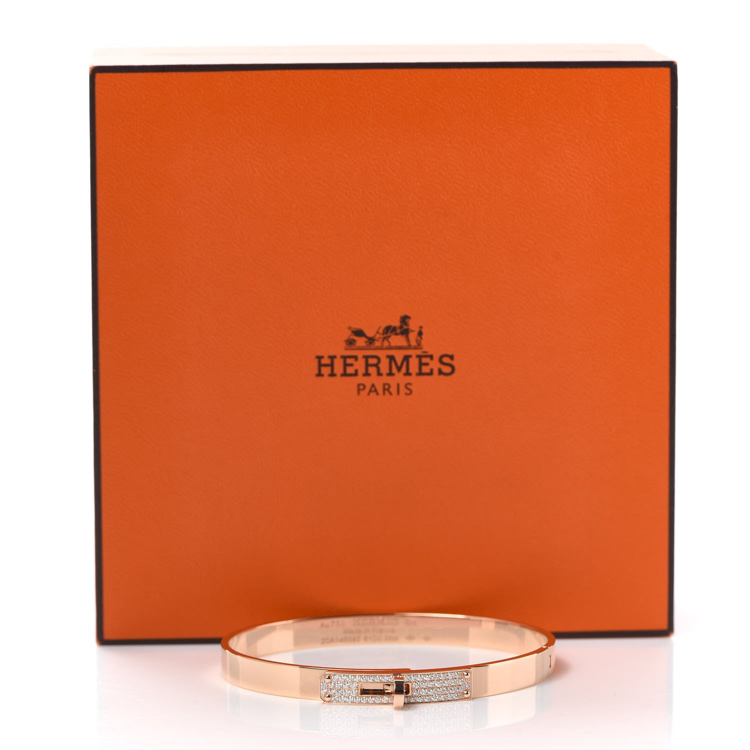 Hermes 18K Rose Gold Diamond PM Kelly Pave Bracelet SH 6 of 6