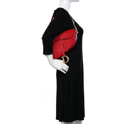 Christian Dior Grained Calfskin Saddle Bag Red 3 of 15