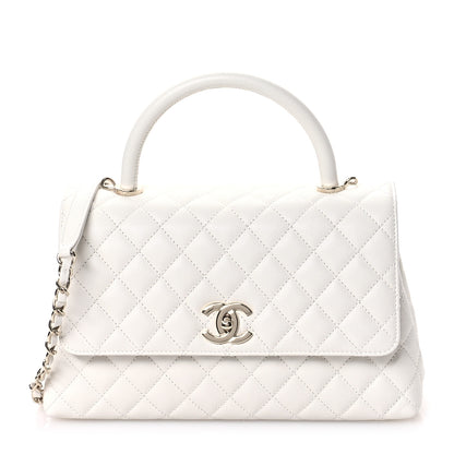 Chanel Caviar Quilted Small Coco Handle Flap White 1 of 10