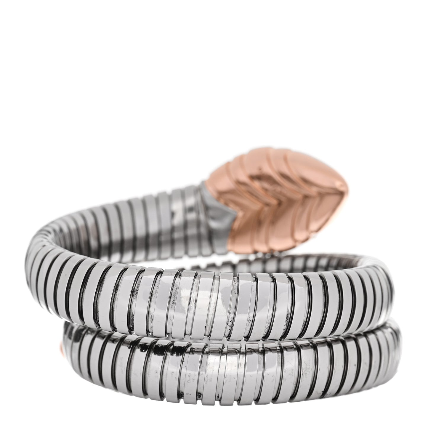 Stainless Steel 18K Rose Gold Serpenti Tubogas Double Spiral Bracelet SM