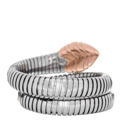 Bulgari Stainless Steel 18K Rose Gold Serpenti Tubogas Double Spiral Bracelet SM 2 of 5