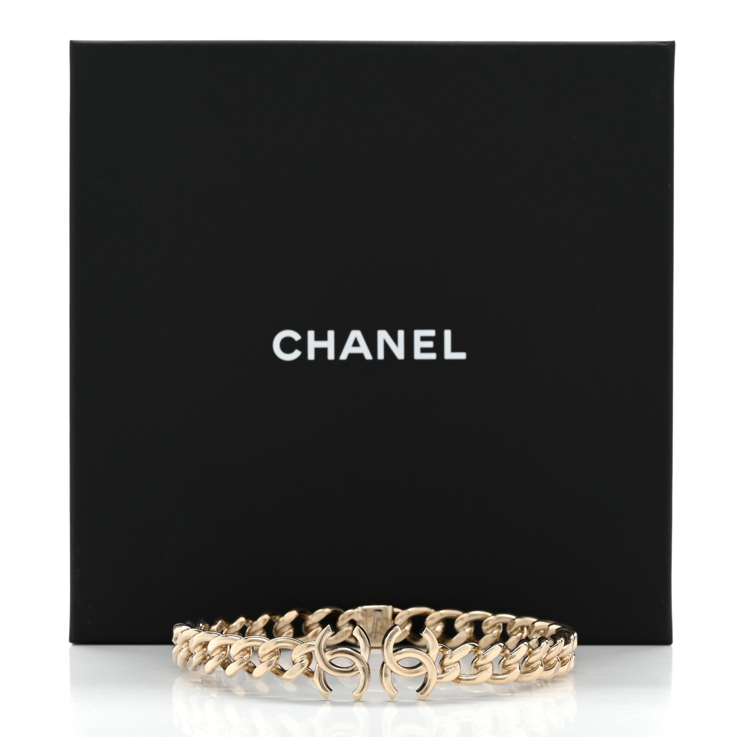 Chanel Metal CC Chain Link Choker Necklace M Gold 5 of 5
