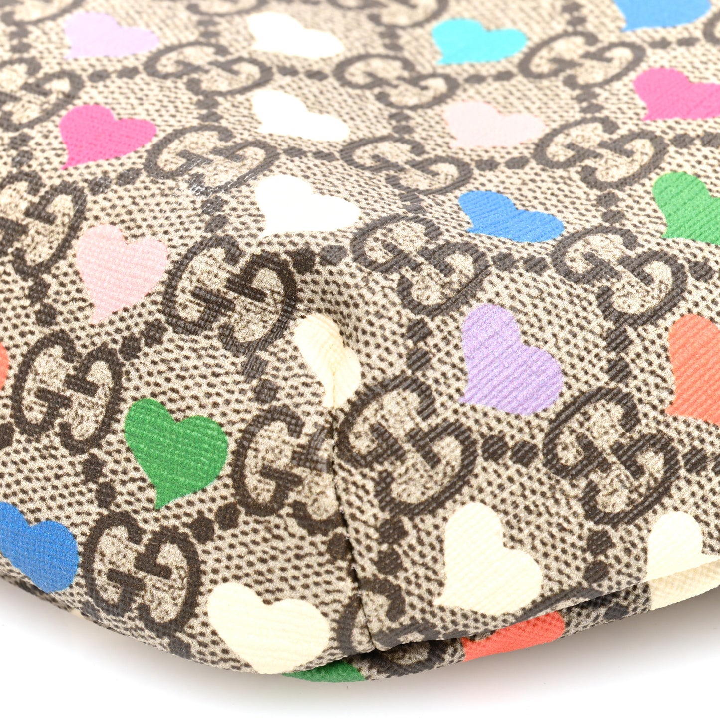 Soft GG Supreme Monogram Hearts Web Childrens Belt Bag Beige Ebony Multicolor Freesia