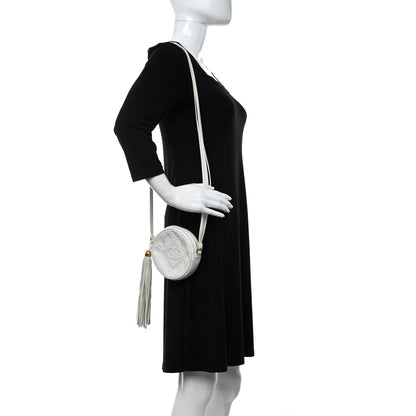 Chanel Lambskin Quilted Round Tassel Crossbody Bag White 2 of 11