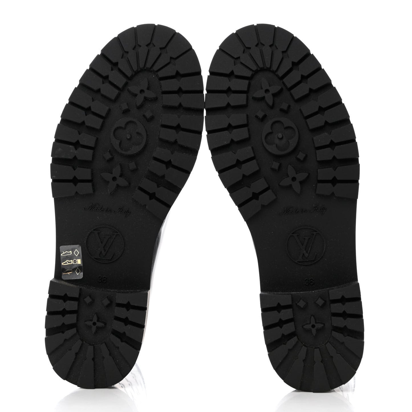 Rubber Embossed Monogram Drops Flat Half Boots 38 Black