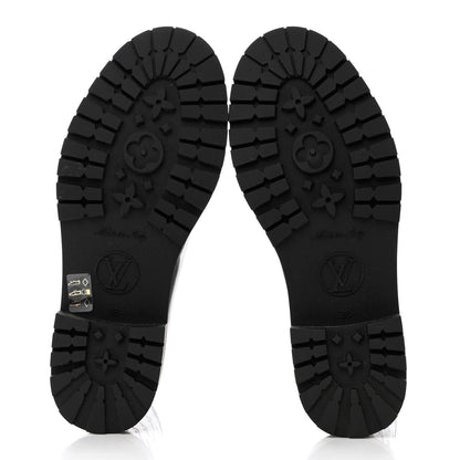Louis Vuitton Rubber Embossed Monogram Drops Flat Half Boots 38 Black 5 of 7