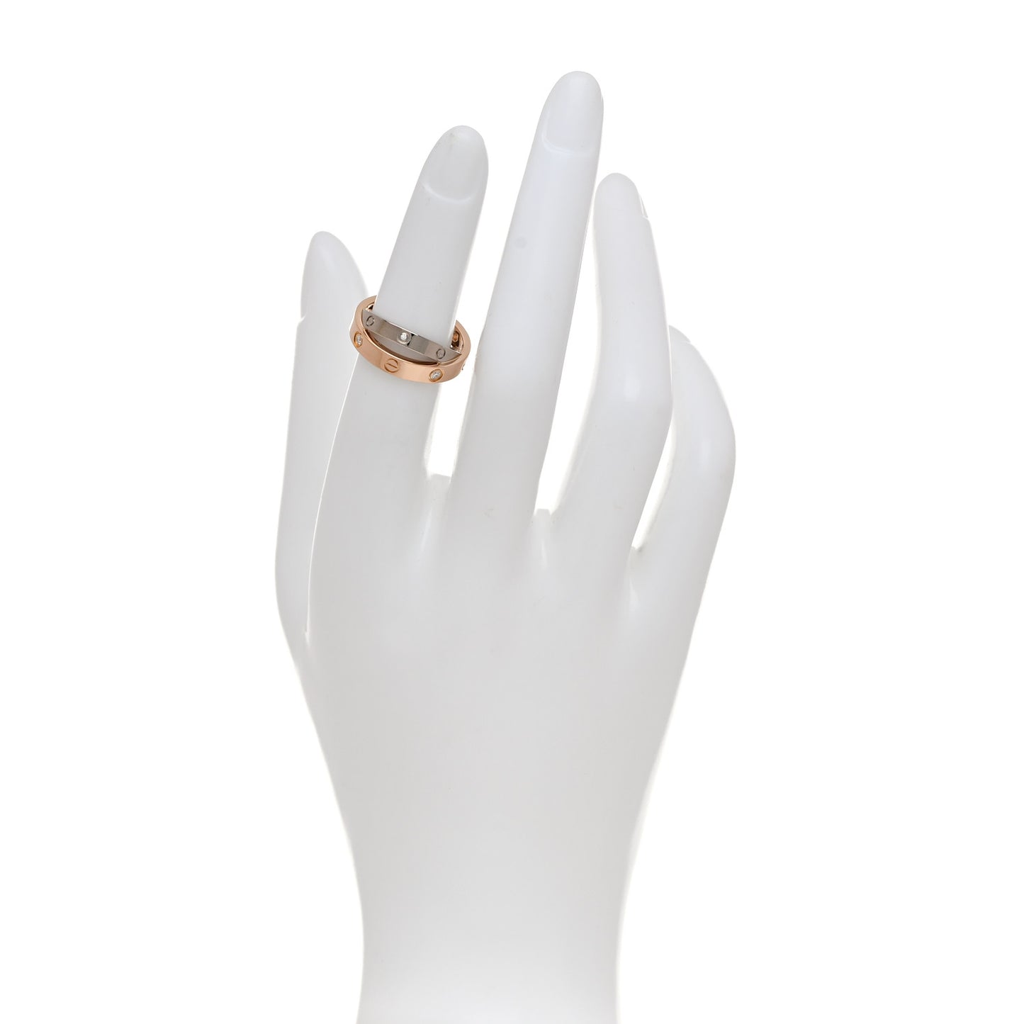 18K Pink White Gold 6 Diamond LOVE Ring 48 4.5