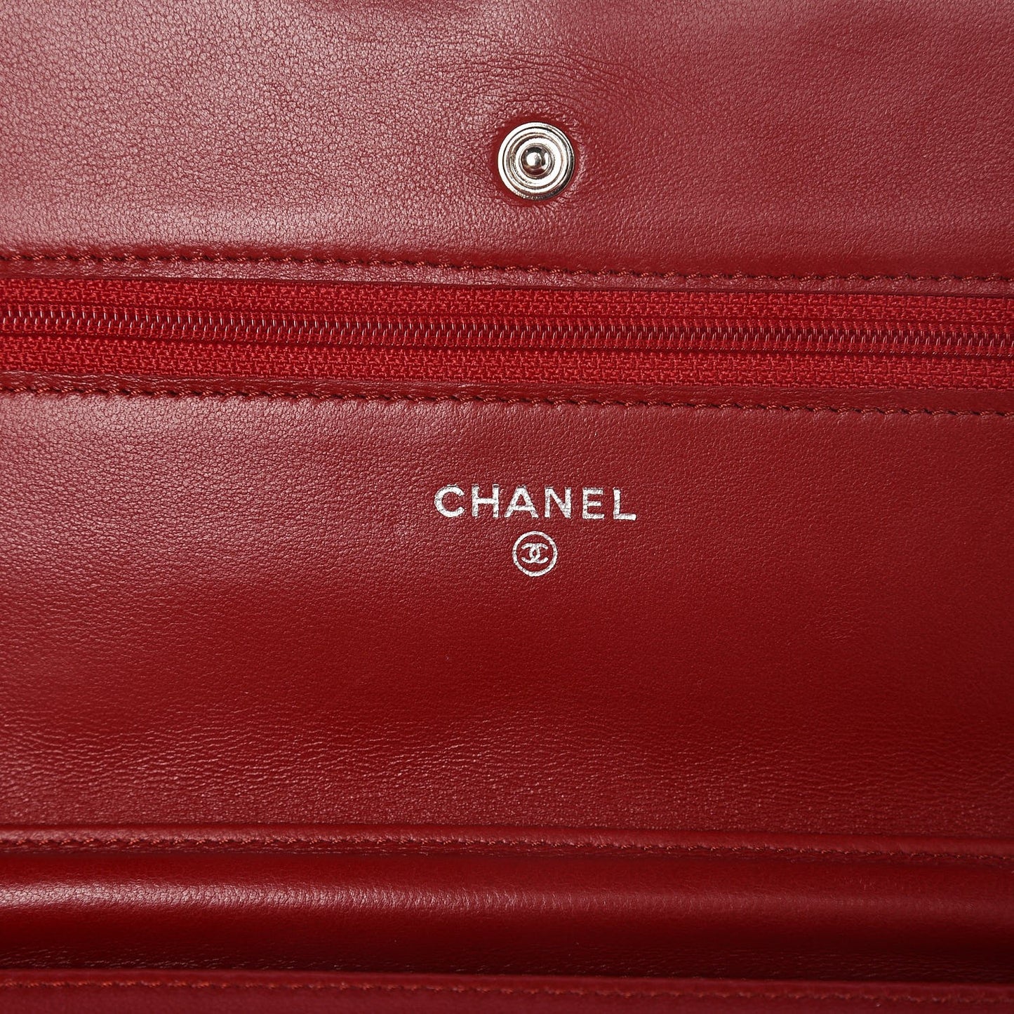 Lambskin Quilted Wallet On Chain WOC Red