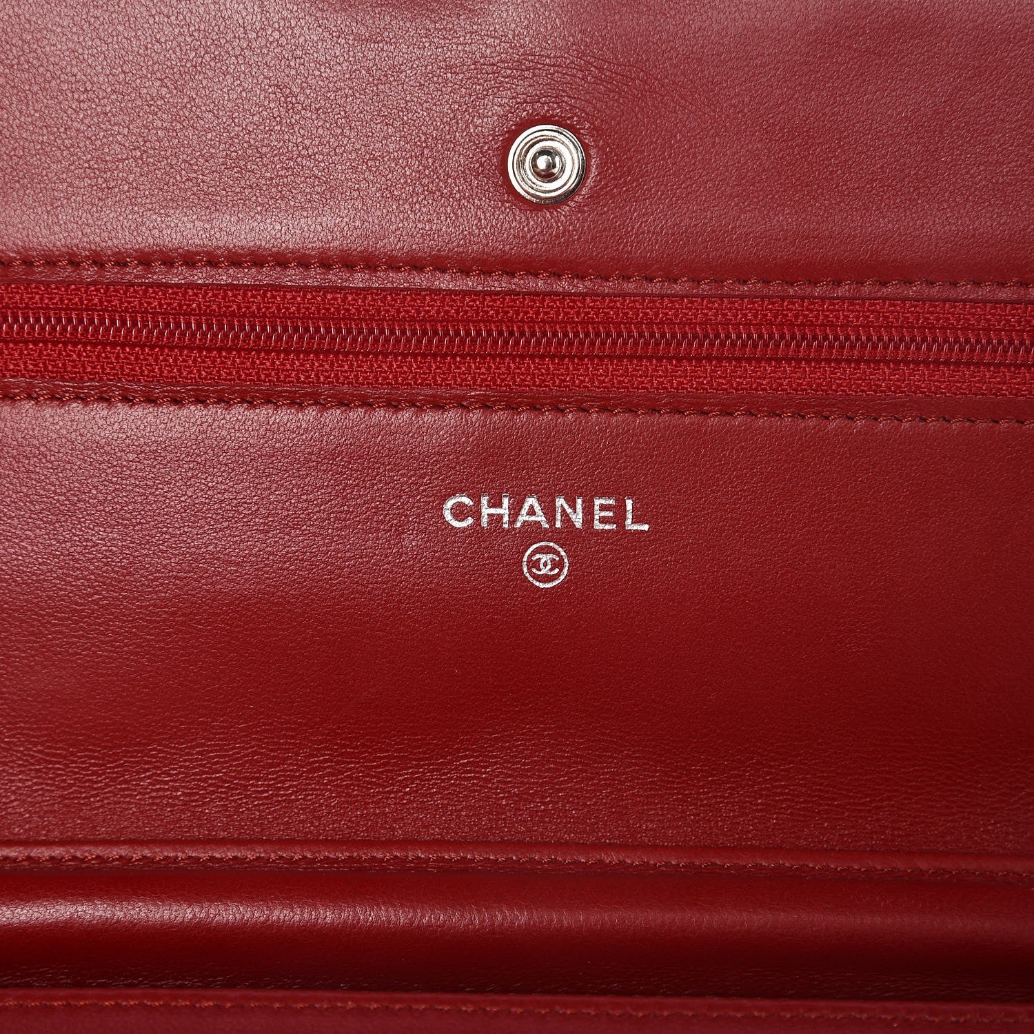 Chanel Lambskin Quilted Wallet On Chain WOC Red 6 of 11