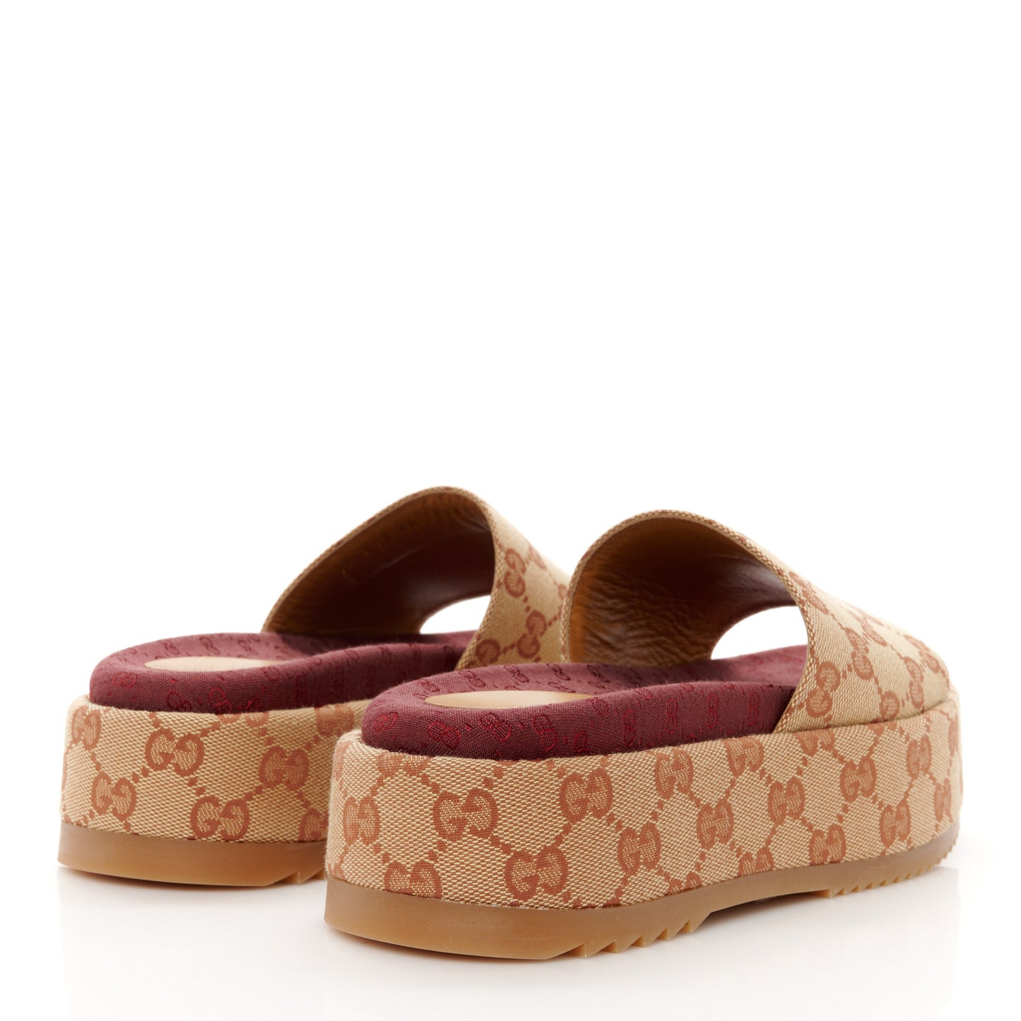 Canvas GG Monogram Angelina Platform Slide Sandals 36 Beige Ruggine