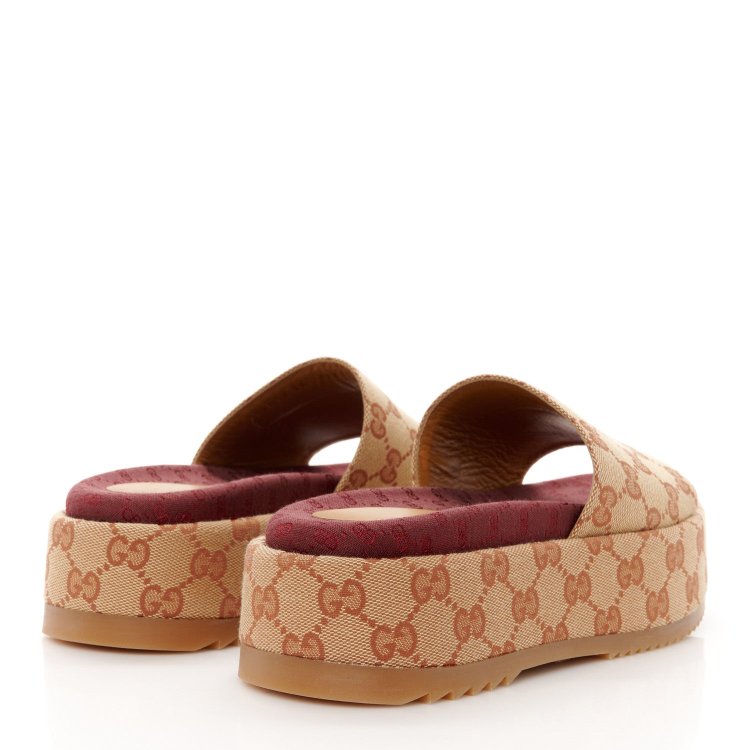 Gucci Canvas GG Monogram Angelina Platform Slide Sandals 36 Beige Ruggine 4 of 10