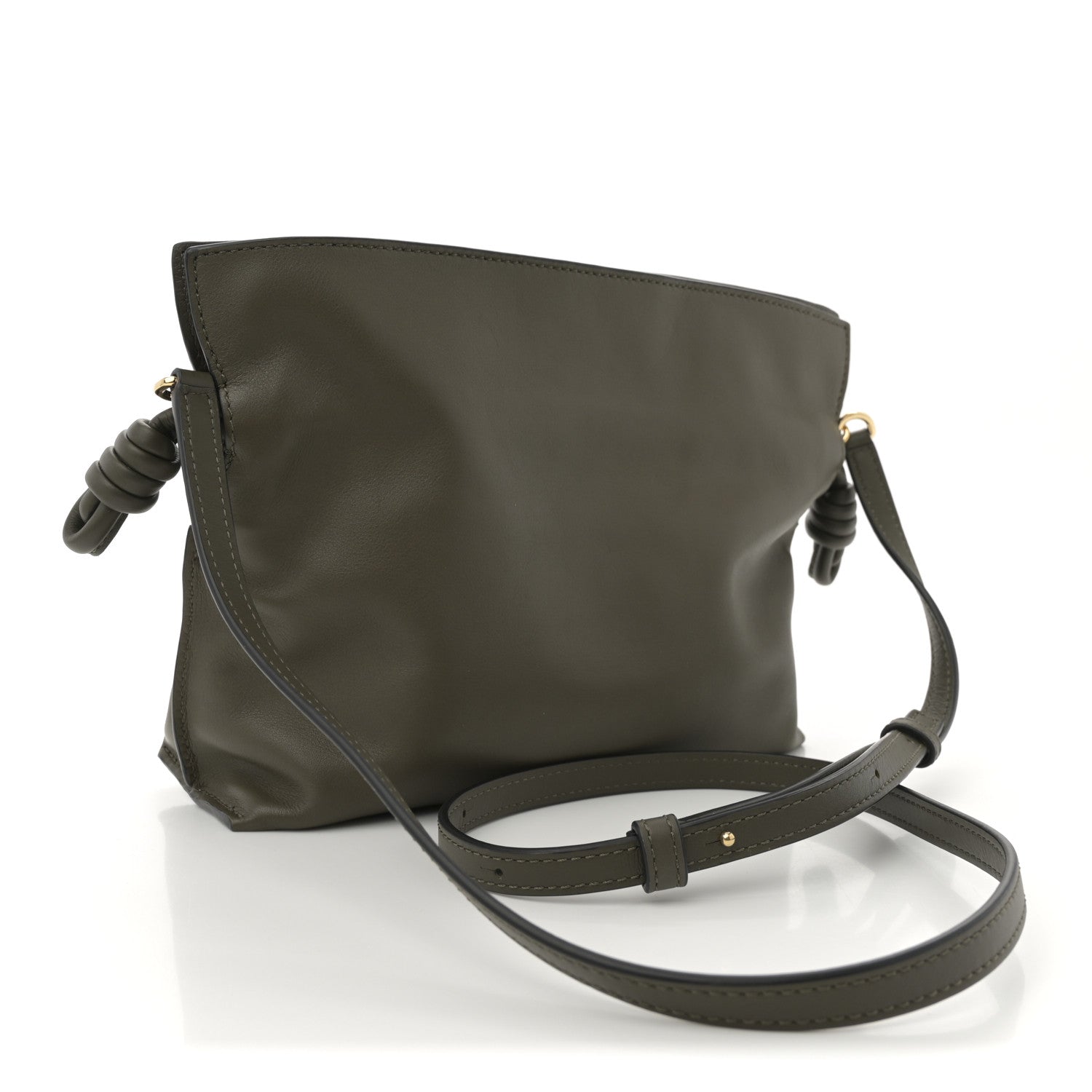 Loewe Calfskin Mini Flamenco Knot Clutch Dark Khaki 3 of 10