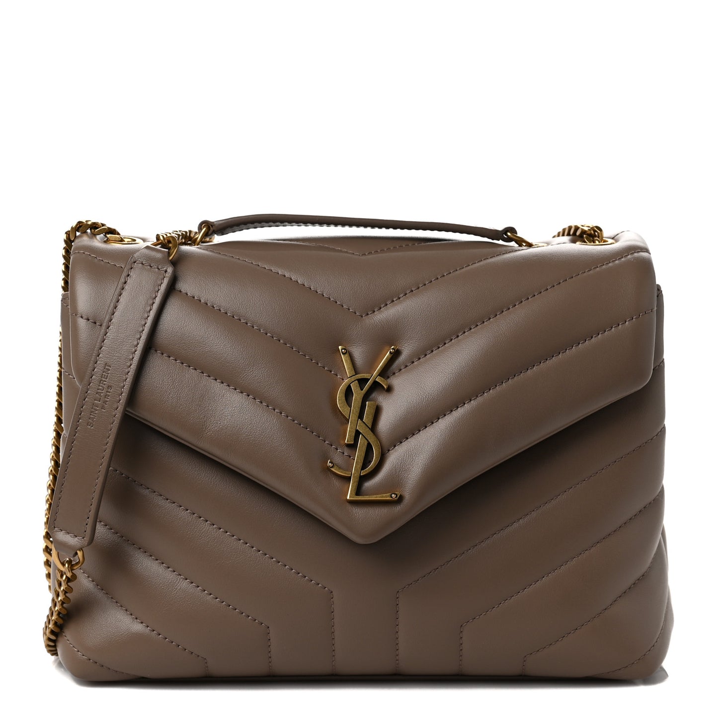 Calfskin Y Quilted Monogram Small Loulou Chain Satchel Taupe