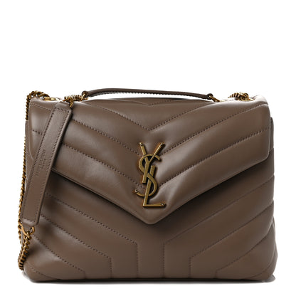 Saint Laurent Calfskin Y Quilted Monogram Small Loulou Chain Satchel Taupe 1 of 8