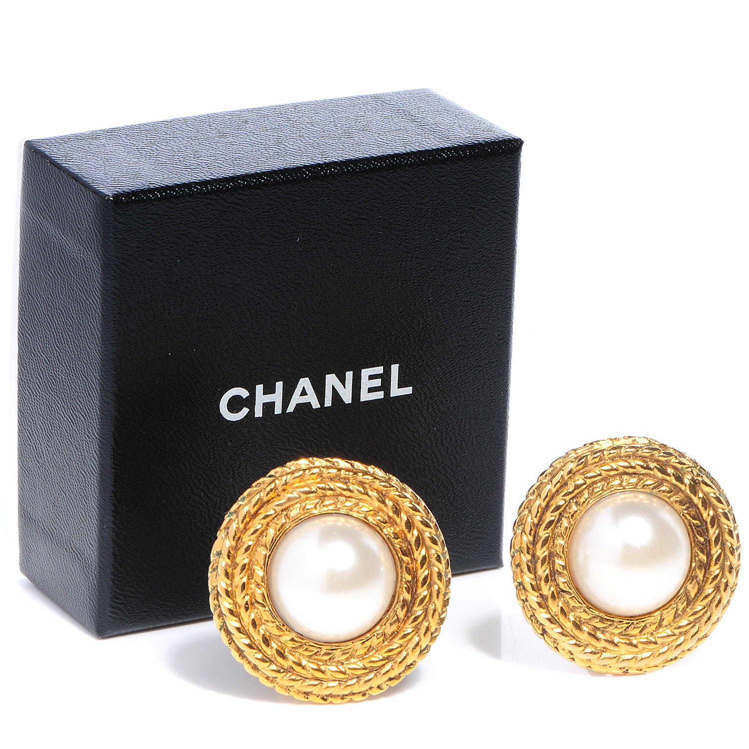 Chanel Pearl Clip On Earrings Gold 3 of 5