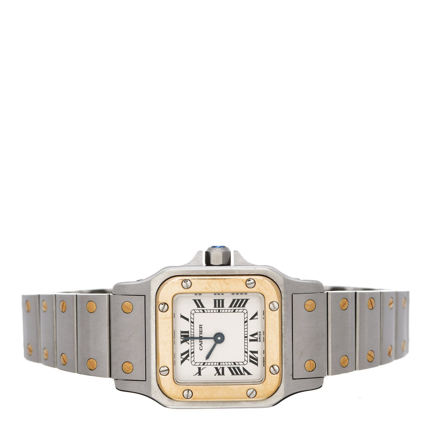Stainless Steel 18K Yellow Gold 24mm Santos De Cartier Galbee Quartz Watch