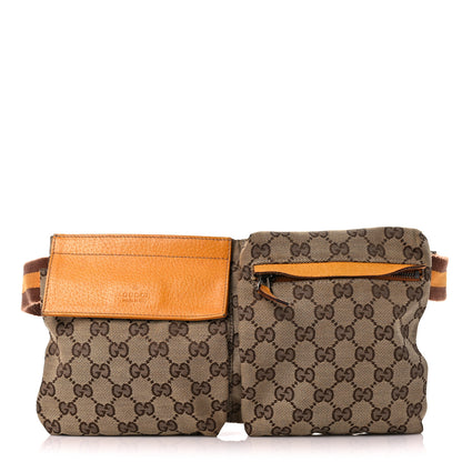 Gucci GG Monogram Web Double Pocket Belt Bag Yellow 1 of 19