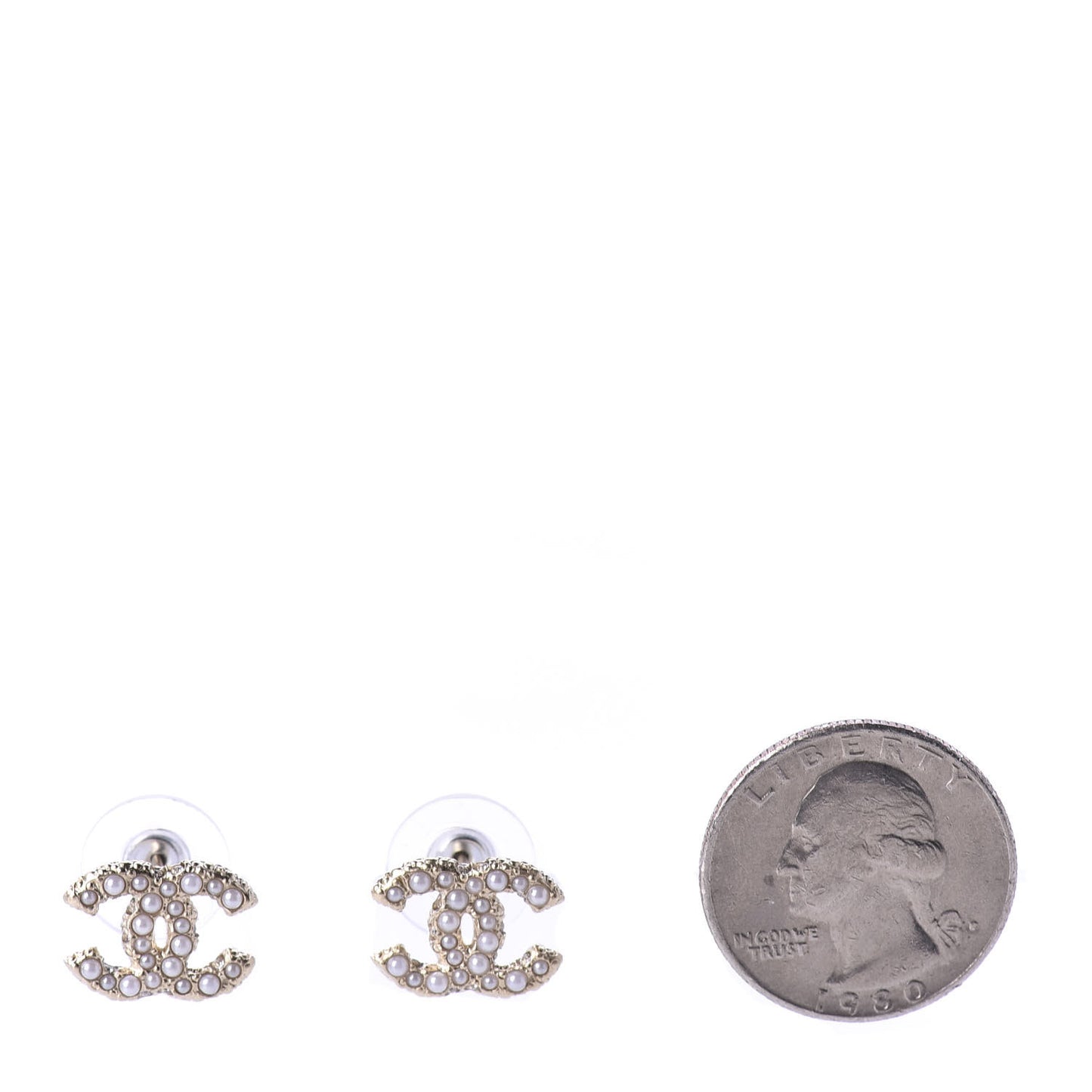 Metal Graduated Pearl Crystal CC Earrings Light Gold