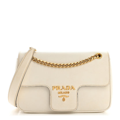 Prada Saffiano Flap Shoulder Bag Bianco 1 of 12