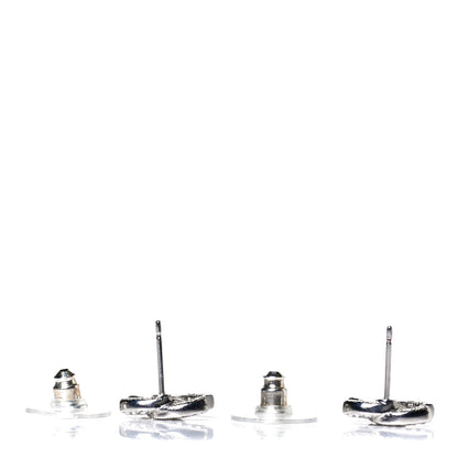 Chanel Crystal Mini Timeless CC Earrings Silver 3 of 5