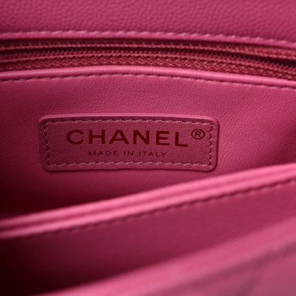 Chanel Caviar Quilted Lizard Embossed Extra Mini Coco Handle Flap Pink 6 of 7