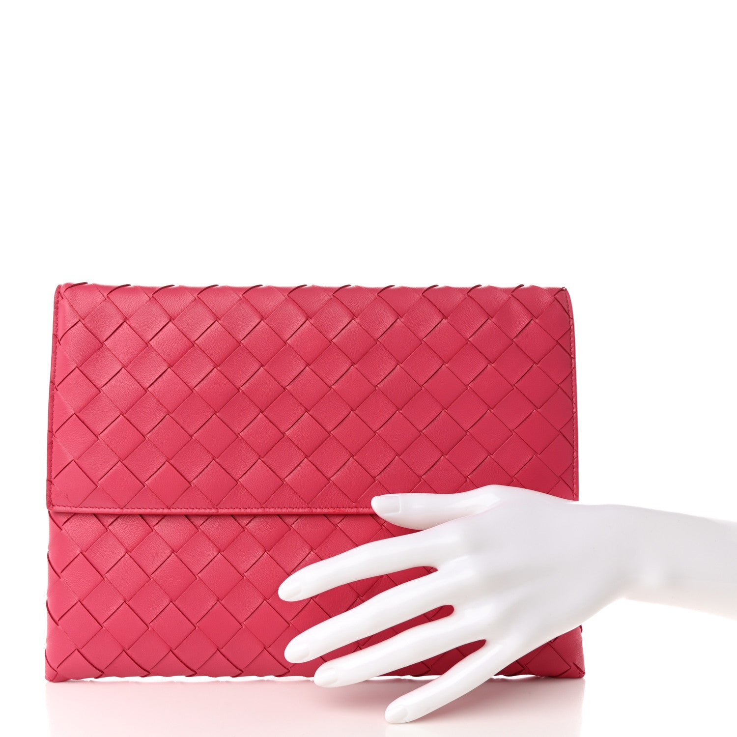 Bottega Veneta Nappa Intrecciato Flap Pouch Cranberry 2 of 10