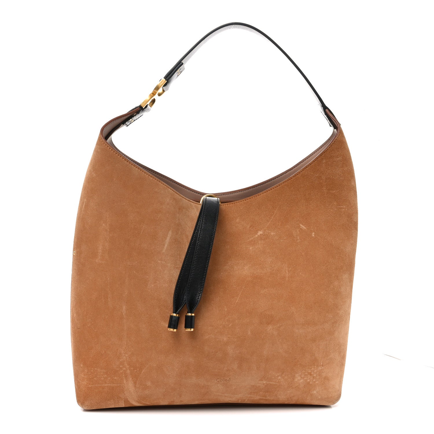 Chloe Suede Calfskin Marcie Hobo Bag Black Tan 1 of 9