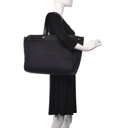 Hermes Toile Vache Hunter Herbag Cabas MM Black 2 of 16