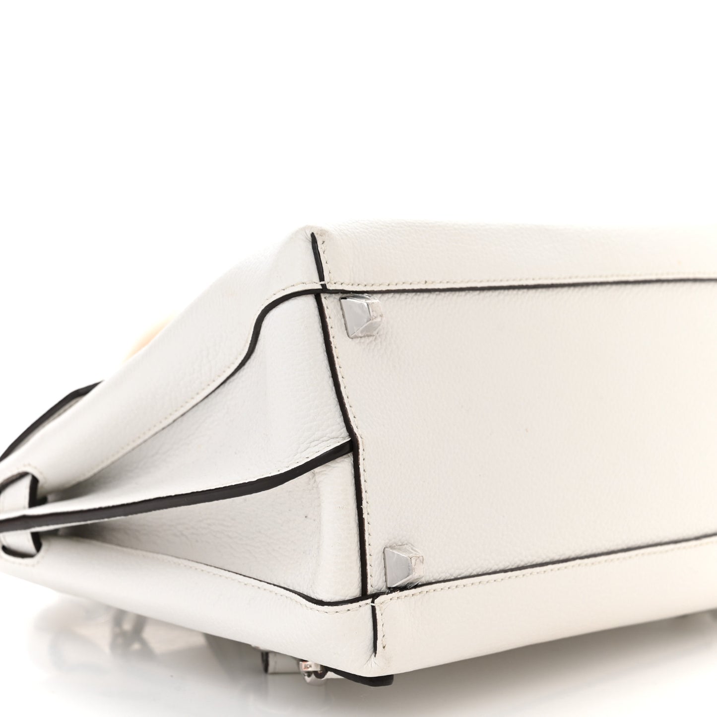 Grained Calfskin Medium Milla Convertible Backpack White Flake