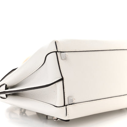 MCM Grained Calfskin Medium Milla Convertible Backpack White Flake 8 of 15