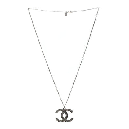 Chanel Crystal Large CC Necklace Silver 3 of 5