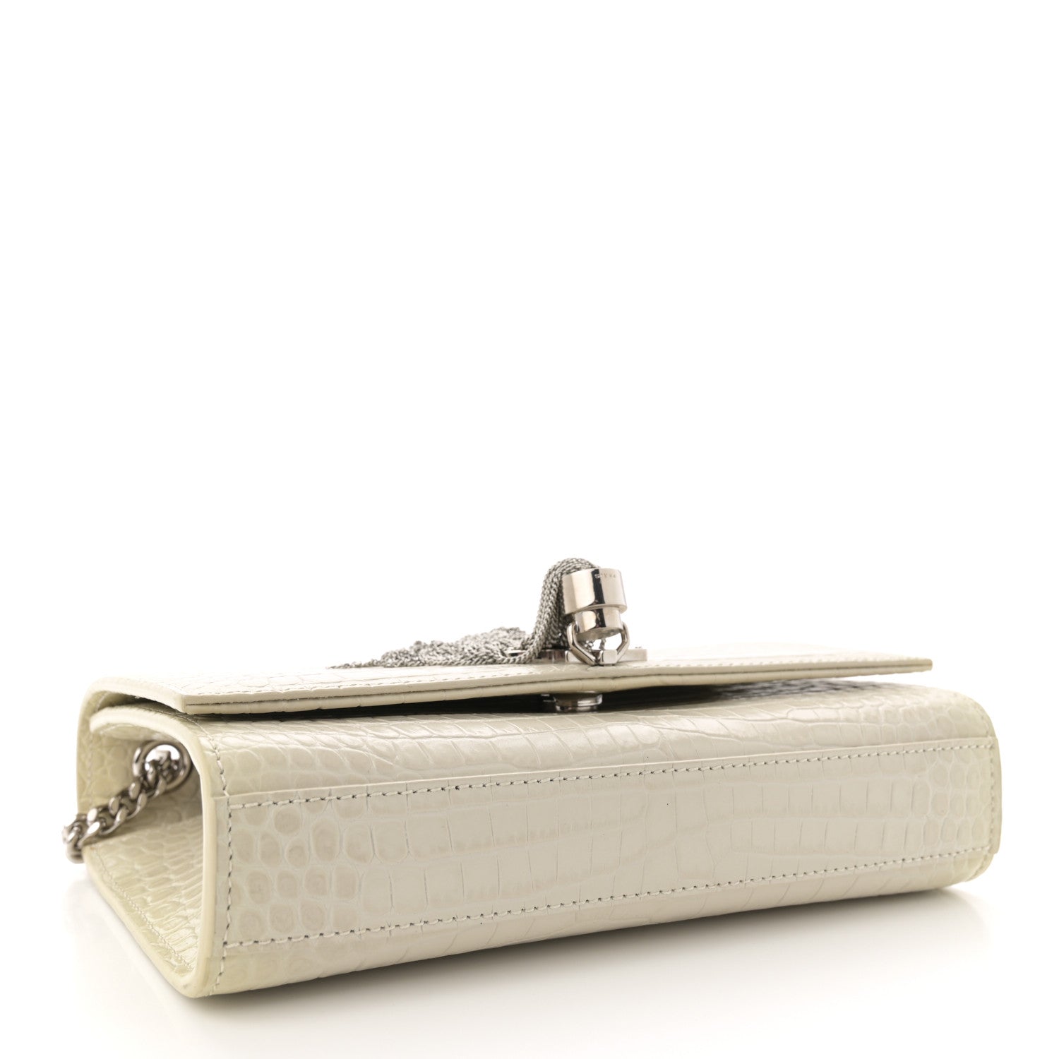 Saint Laurent Calfskin Crocodile Embossed Small Classic Monogram Kate Tassel Satchel Crema Soft 4 of 11