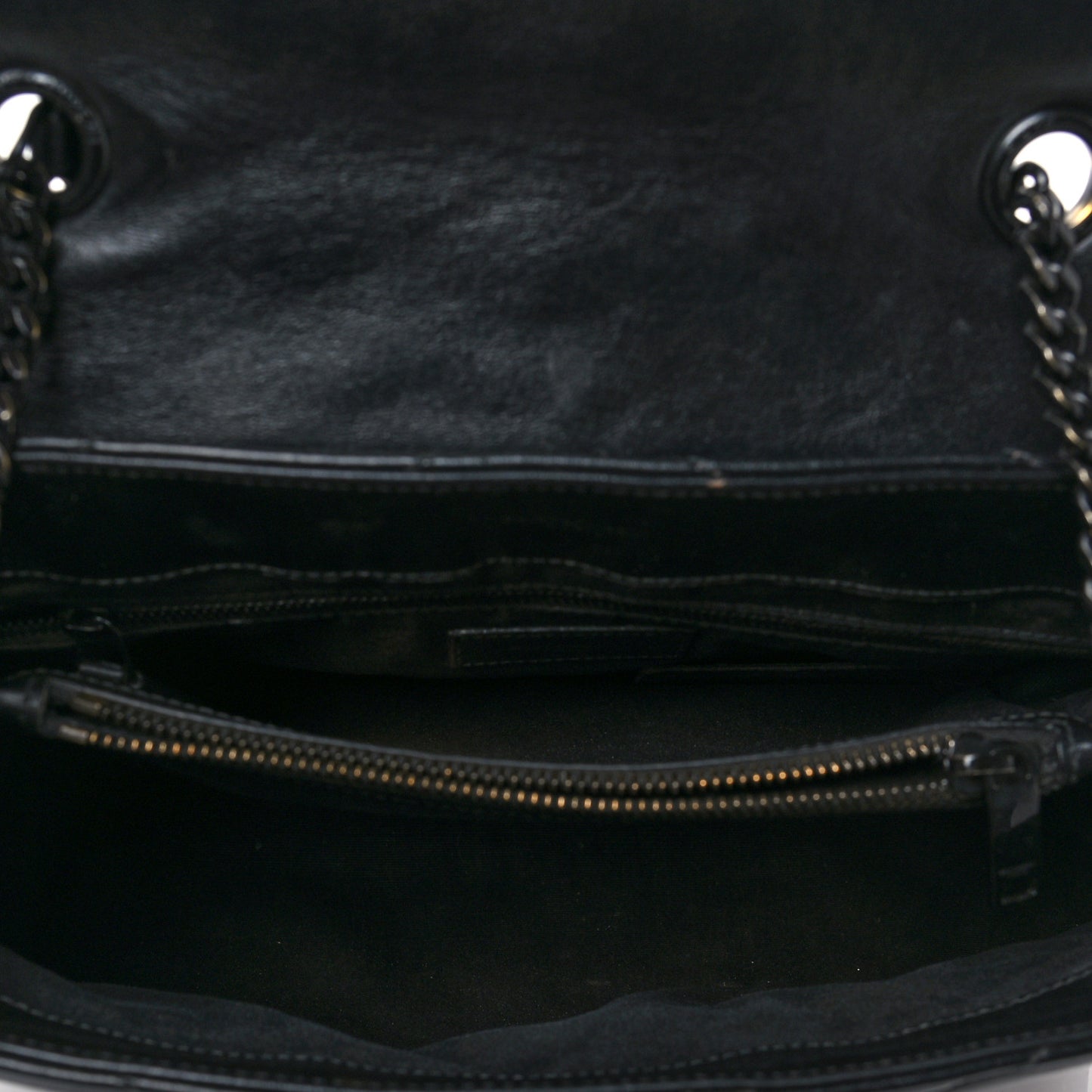 Calfskin Y Quilted Monogram Monochrome Medium Loulou Chain Satchel Black