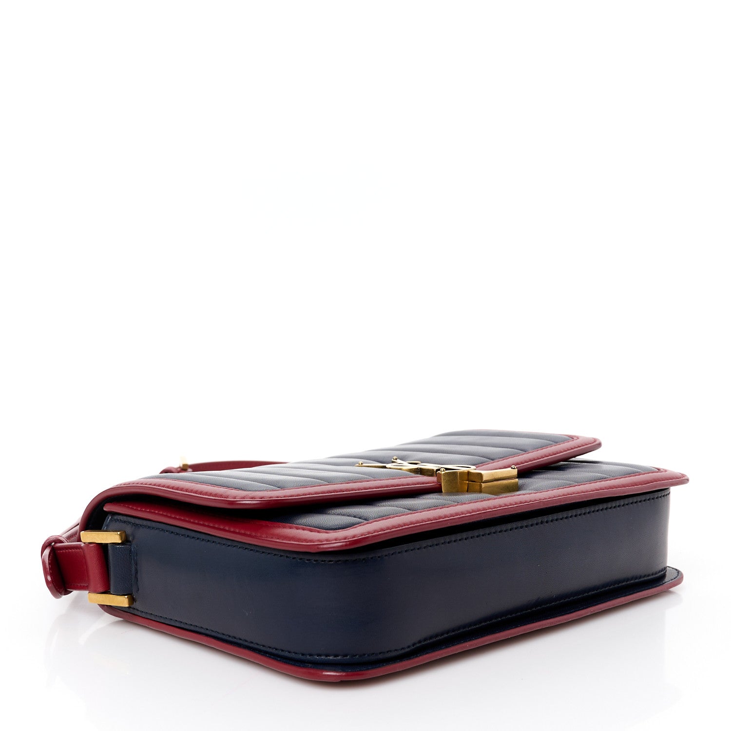 Saint Laurent Calfskin Matelasse Monogram Chain Bag Red Navy 4 of 11