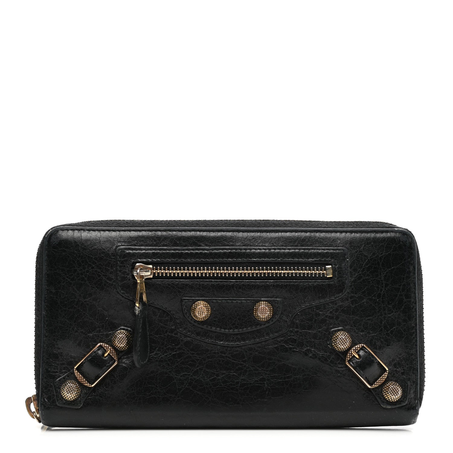 Balenciaga Agneau Giant 12 Rose Gold Hardware Continental Zip Around Wallet Black 1 of 14