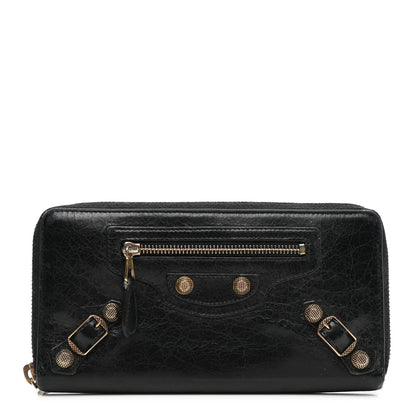 Balenciaga Agneau Giant 12 Rose Gold Hardware Continental Zip Around Wallet Black 1 of 14