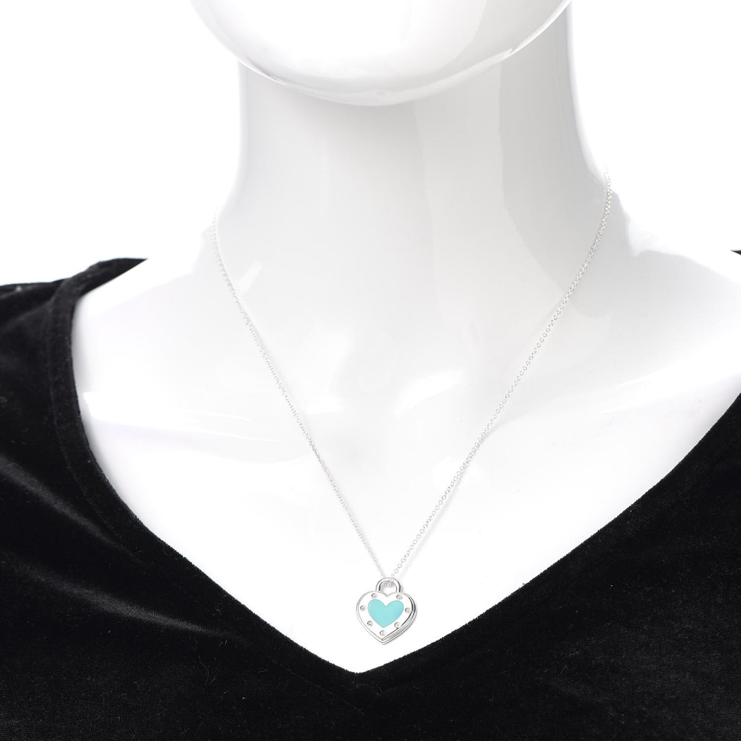 Sterling Silver Enamel Return to Love Heart Necklace Blue