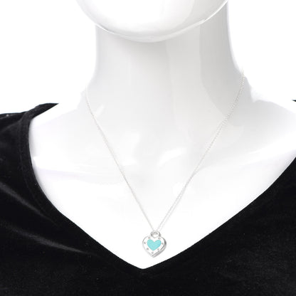Tiffany Sterling Silver Enamel Return to Love Heart Necklace Blue 2 of 7