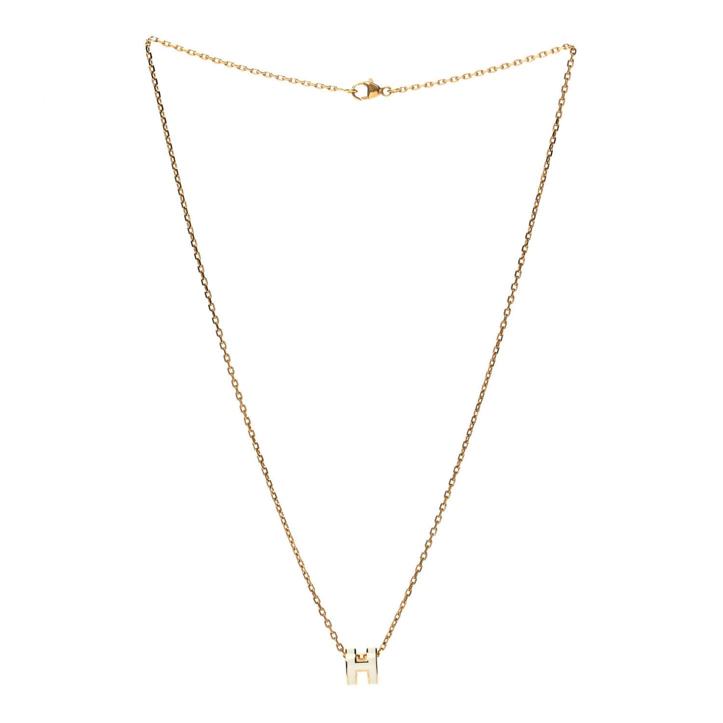 Lacquered Gold Mini Pop H Pendant Necklace White
