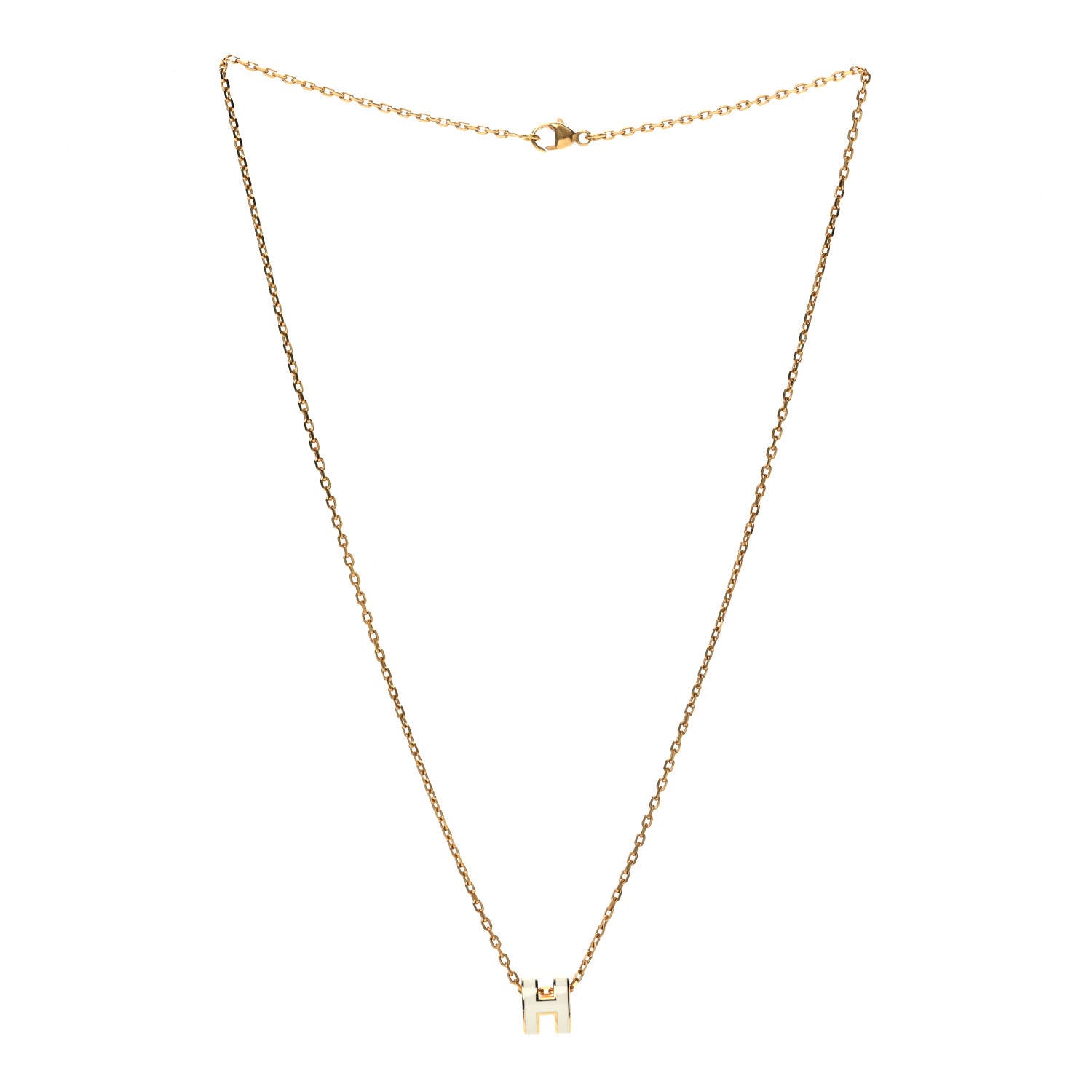 Hermes Lacquered Gold Mini Pop H Pendant Necklace White 3 of 5