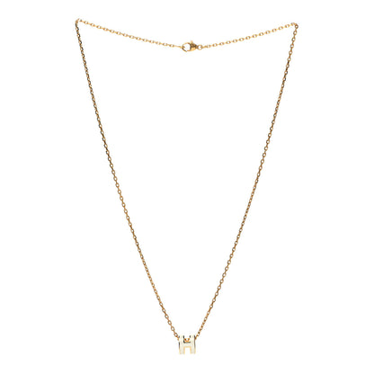 Hermes Lacquered Gold Mini Pop H Pendant Necklace White 3 of 5