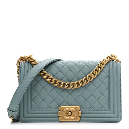 Chanel Calfskin Quilted Medium Boy Flap Light Blue 1 of 9