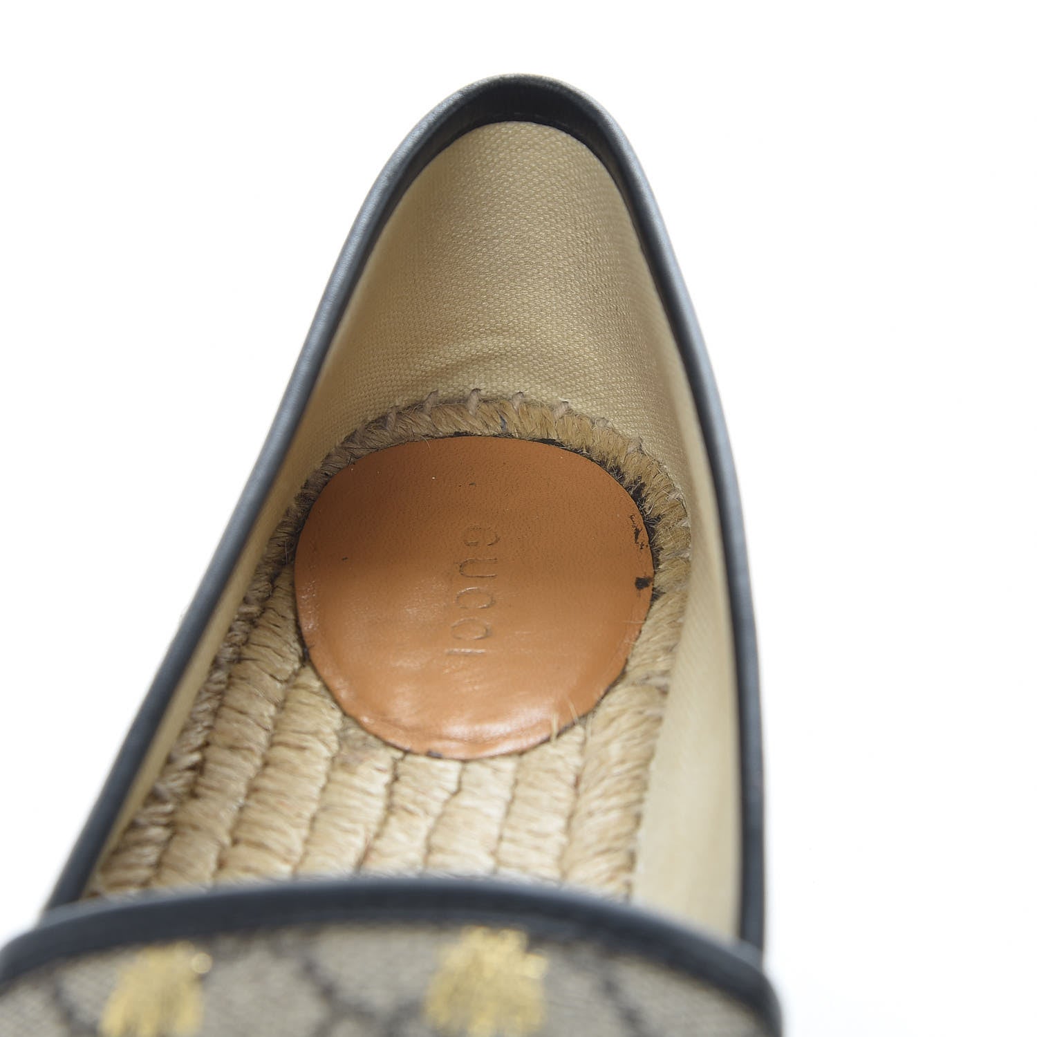 Gucci GG Supreme Monogram Bees Espadrille Flats 38 Beige Ebony Oro Black 14 of 14