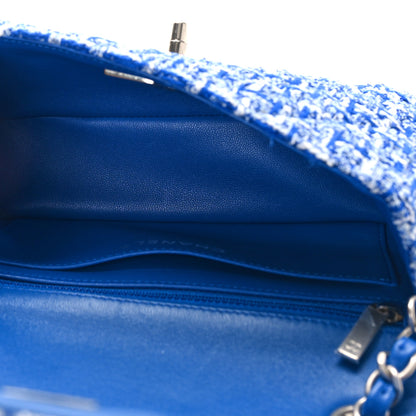 Chanel Tweed Quilted Mini Rectangular Flap Blue White 5 of 9