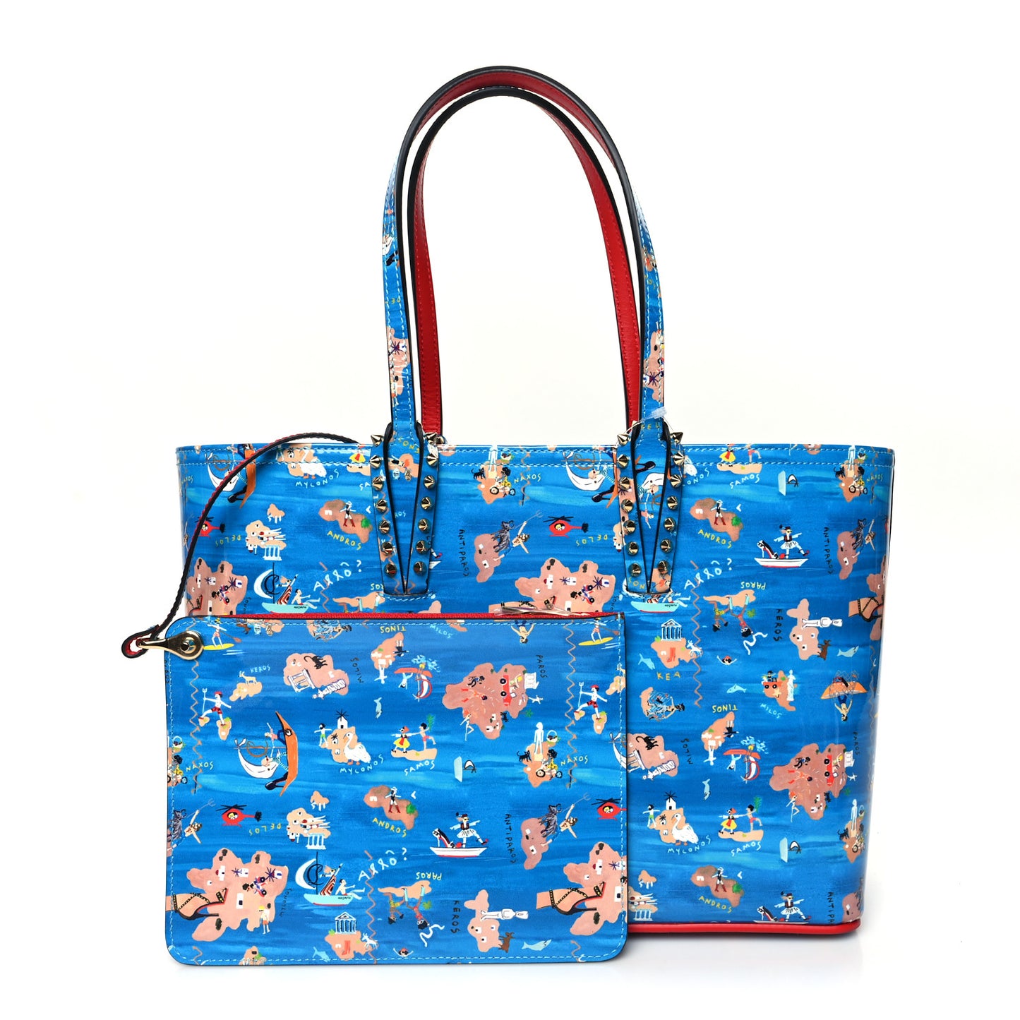 Patent Calfskin Small Greekaba Cabata Tote Blue
