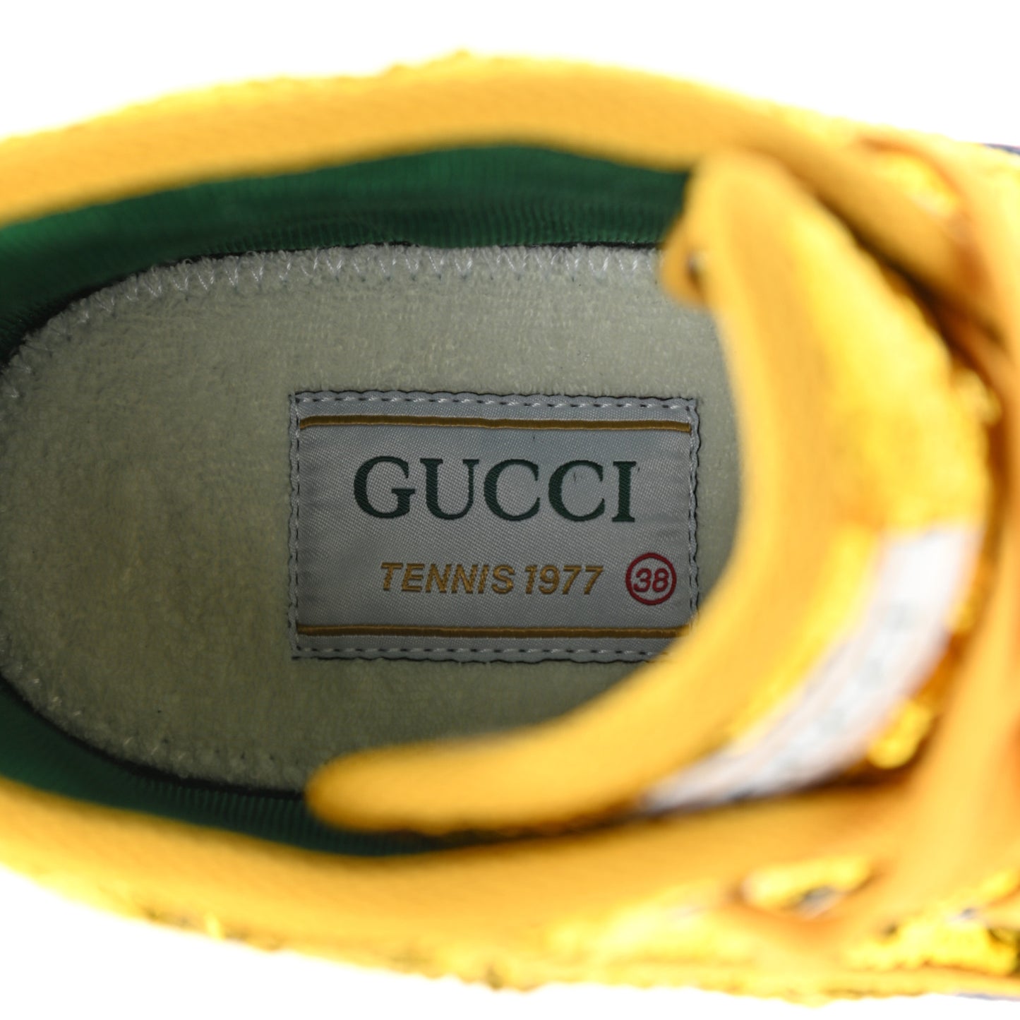 Sequin Web Matelasse Womens 1977 Tennis High Top Sneakers 38 Gold Yellow