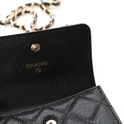 Chanel Caviar Quilted Mini Pearl On Top Coin Purse With Chain Black 8 of 12