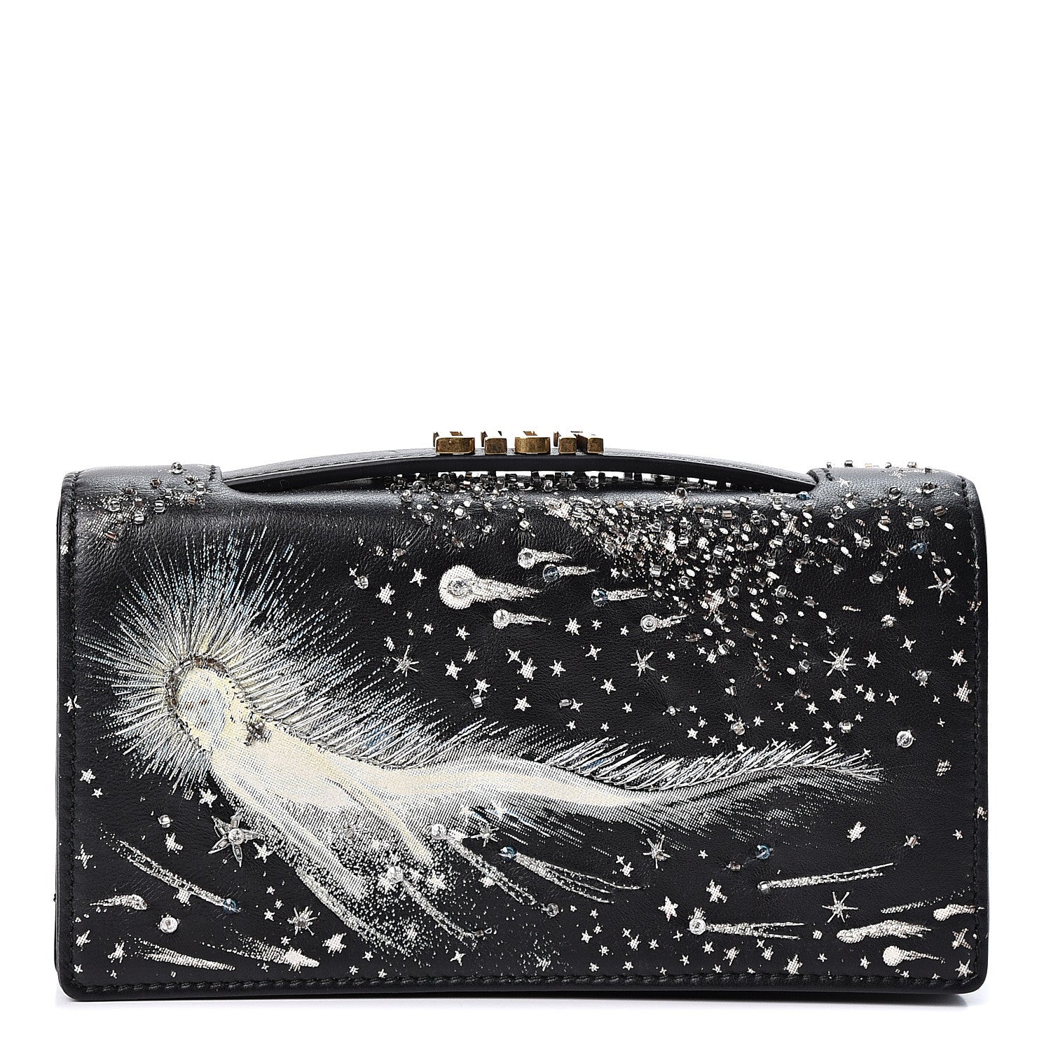 Christian Dior Lambskin Embroidered C'est I Feel Blue Clutch Black 1 of 10