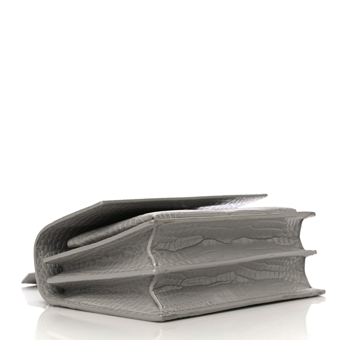 Calfskin Crocodile Embossed Medium Monogram Sunset Gris Perle