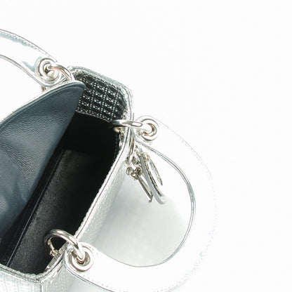 Christian Dior Metallic Patent Micro-Cannage Micro Lady Dior Silver 5 of 7